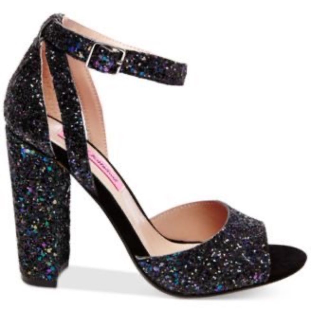 Betsey Johnson Glissten Dark Glitter Shoes Sz 8.5 - Picture 2 of 8